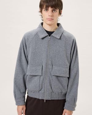 PANGAIA Wool Jersey Zip Up Jacket— Marl - Grey