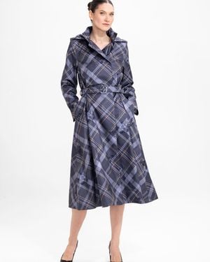 RainSisters Double Breasted Coat With Front Pleats - Blue