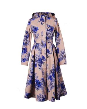 RainSisters Fit And Flare Coat With Pleated Skirts - White