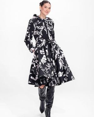 RainSisters Fit And Flare Coat With Full Circle Skirt - Blue