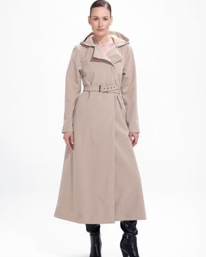 RainSisters Double Breasted Coat With Trapeze Cut - Natural