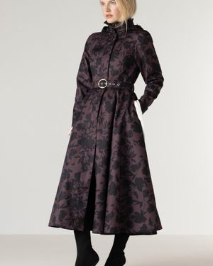 RainSisters Floral Fit And Flare Coat With A-Line Skirt - Multicolor
