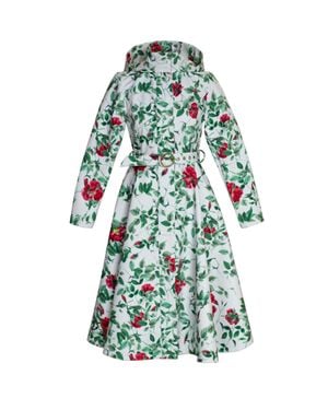 RainSisters Fit And Flare Coat With A-Line Skirt - Green