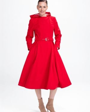 RainSisters Double Breasted Trench Coat - Red