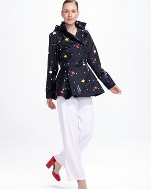RainSisters Double Breasted Jacket With Detachable Hood - Blue