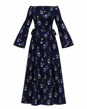 RainSisters Midi Dress With Adjustable Waist - Blue