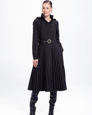 RainSisters Fit And Flare Coat With A-Line Pleated Skirt For Spring - Blue