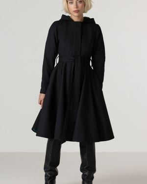 RainSisters Fit And Flare Coat With Full Circle Skirt - Blue