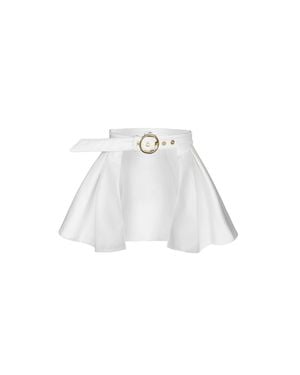 RainSisters Buckle Belt With Peplum Detail - White