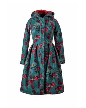 RainSisters Floral Fit And Flare Coat - Blue