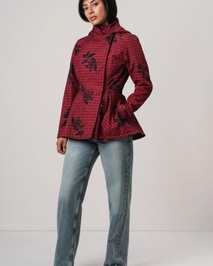 RainSisters Double Breasted Jacket With Detachable Hood - Red