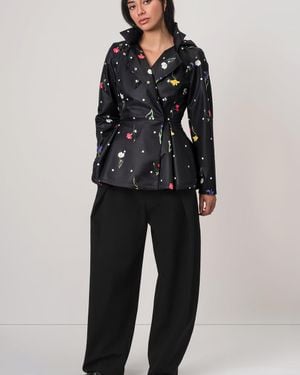 RainSisters Double Breasted Jacket With Detachable Hood - Blue