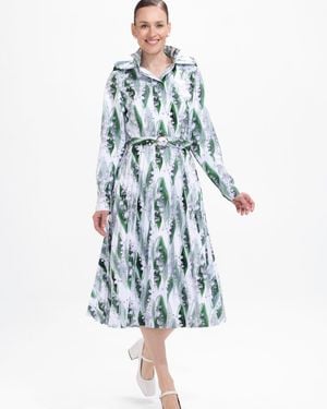 RainSisters Fit And Flare Coat With A-Line Pleated Skirt For Spring - Blue
