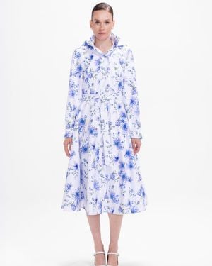 RainSisters Fit And Flare Coat With A-Line Skirt - Blue