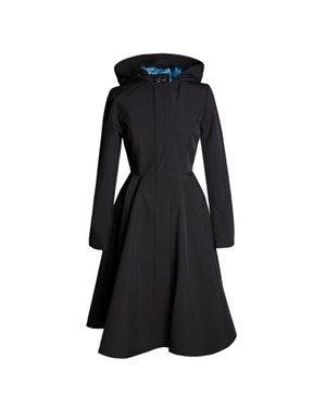 RainSisters Fit And Flare Coat With Full Circle Skirt And Sapphire Lining - Black