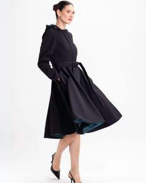 RainSisters Fit And Flare Coat With Full Circle Skirt - Blue