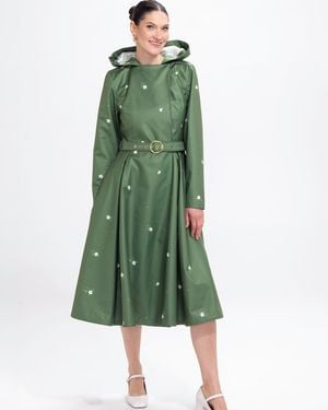 RainSisters Double Breasted Trench Coat - Green