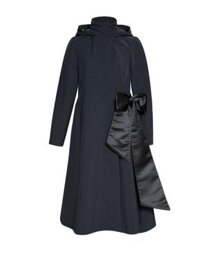 RainSisters Double Breasted Coat With Trapeze Cut With A Bow - Blue