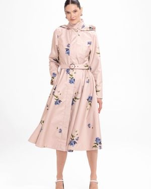 RainSisters Fit And Flare Coat With A-Line Skirt - Pink