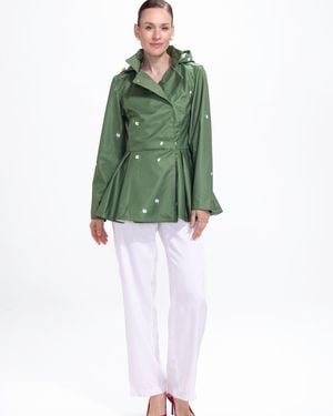 RainSisters Double Breasted Jacket With Detachable Hood - Green