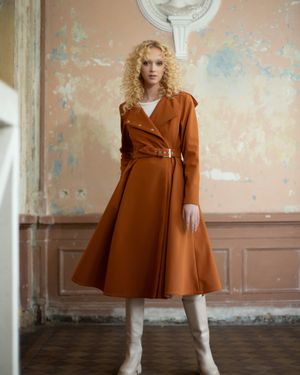 RainSisters Double Breasted Trench Coat - Brown