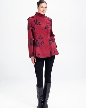 RainSisters Double Breasted Jacket With Detachable Hood - Red