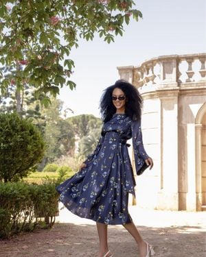 RainSisters Midi Dress With Adjustable Waist - Blue