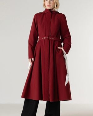RainSisters Deep Fit And Flare Winter Coat - Red