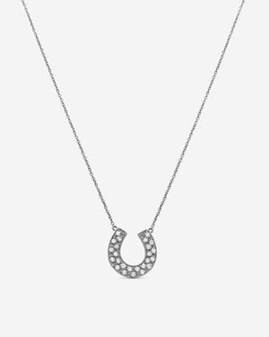 Sydney Evan Medium Horseshoe 14K Blackened Diamond Pendant Necklace N4771-B16 - Metallic