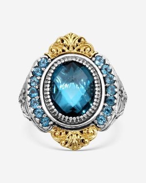 Konstantino Thalassa 18K & Sterling Statement Ring Sz. 7 Dmk2 - Blue