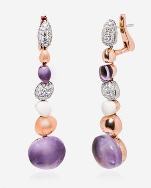 Roberto Coin Ikebana 18K And 18K Diamond 1.10Ct. Tw. Amethyst Earrings 342876Aherax - Pink