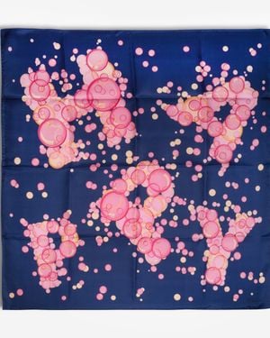 Chopard Happy Bubbles Organic Silk Twill Foulard Scarf 95002-0720 - Blue