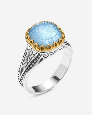 Konstantino Dome Sterling & 18K Mother Of Pearl & Spinel Ring Sz. 8 Dkj970-628-S8 - Blue