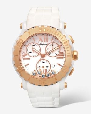 Chopard Happy Sport Round Chronograph Ceramic Diamond Quartz Watch 288515 - White