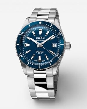 Edox Skydiver Stainless Steel Automatic Watch 80131-3Bum-Buin - Blue