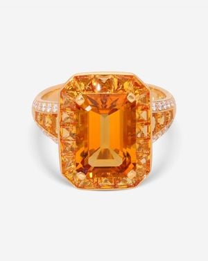 Roberto Coin 18K Diamond Citrine & Sapphire Art Deco Ring Sz. 6.5 3780119Ay65X - Orange