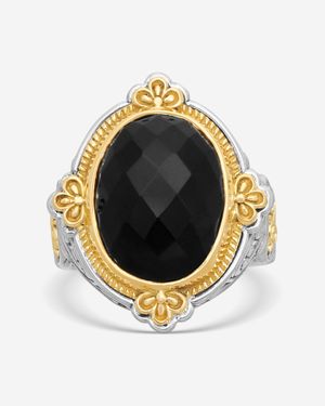 Konstantino Nykta Sterling & 18K Onyx Ring Sz. 7 Dmk1973-120 - Metallic