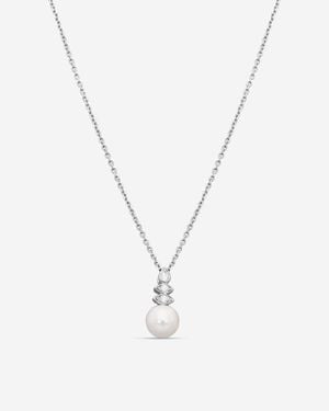 Assael 18K Akoya Cultured Pearl & Diamond Pendant Necklace P3664 - Metallic