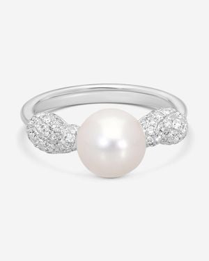 Assael 18K Diamond & Akoya Cultured Pearl Ring Sz. 6 R4273 - Metallic