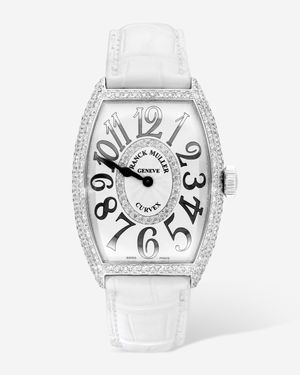 Franck Muller Cintrée Curvex 18K Diamond Quartz Ladies Watch 5852Qzdcd1R - White