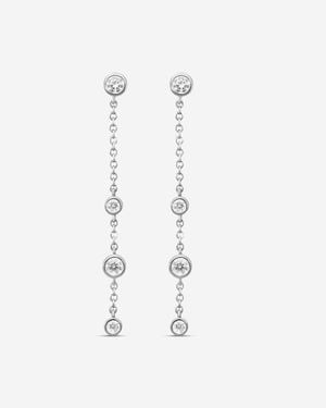 Memoire Cascade 18K Diamond Drop Earrings Fezy104-Wg - White