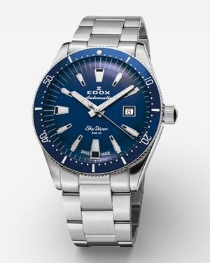 Edox Skydiver Limited Edition Stainless Steel Automatic Watch 80126-3Bum-Buin - Blue