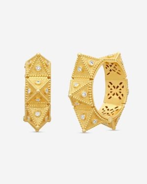 Cosibelli and Company Cosibelli Queen 18K Classic Geometric Diamond Hoop Earrings 336034T8 - Metallic