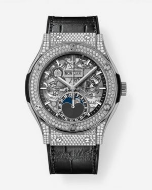 Hublot Classic Fusion Moonphase Titanium Diamond Automatic Watch 547 - Gray