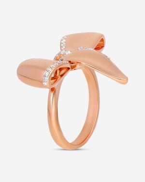 Damiani 18K Diamond Bow Ring Sz. 7.25 20068762 - Pink