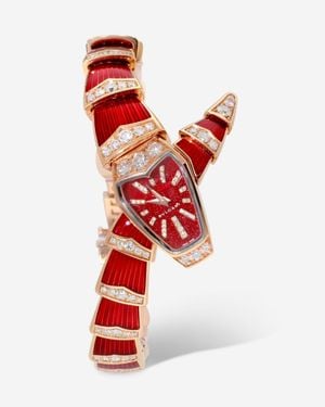 BVLGARI Bulgari Serpenti 18K Rose Diamond Lacquer Quartz Ladies Watch 102345 - Red
