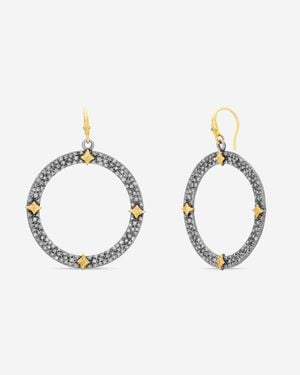 Armenta Old World 18K & Sterling Champagne Diamond Hoop Earrings 16493 - Metallic