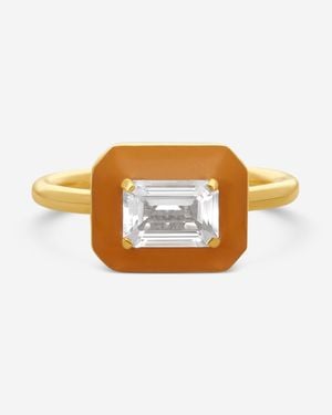 Goshwara Queen 18K Enamel & Rock Crystal Ring Sz. 6.75 Jr0291-Rc - Brown