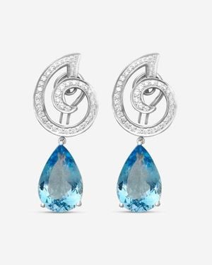 Suuna Diamond & Aquamarine Drop Earrings E2290Aqp - Blue