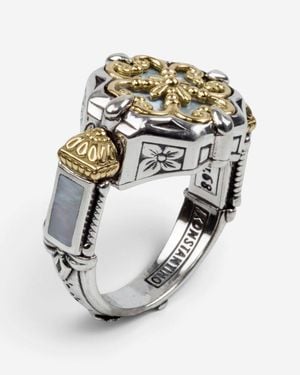 Konstantino Hestia Sterling 18K & Mop Ring Sz. 7 Dmk2117-117-S7 - Metallic
